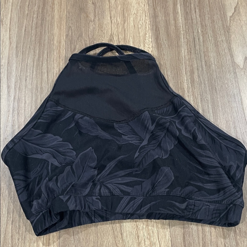 Danskin Black Leaf Pattern Halter Top